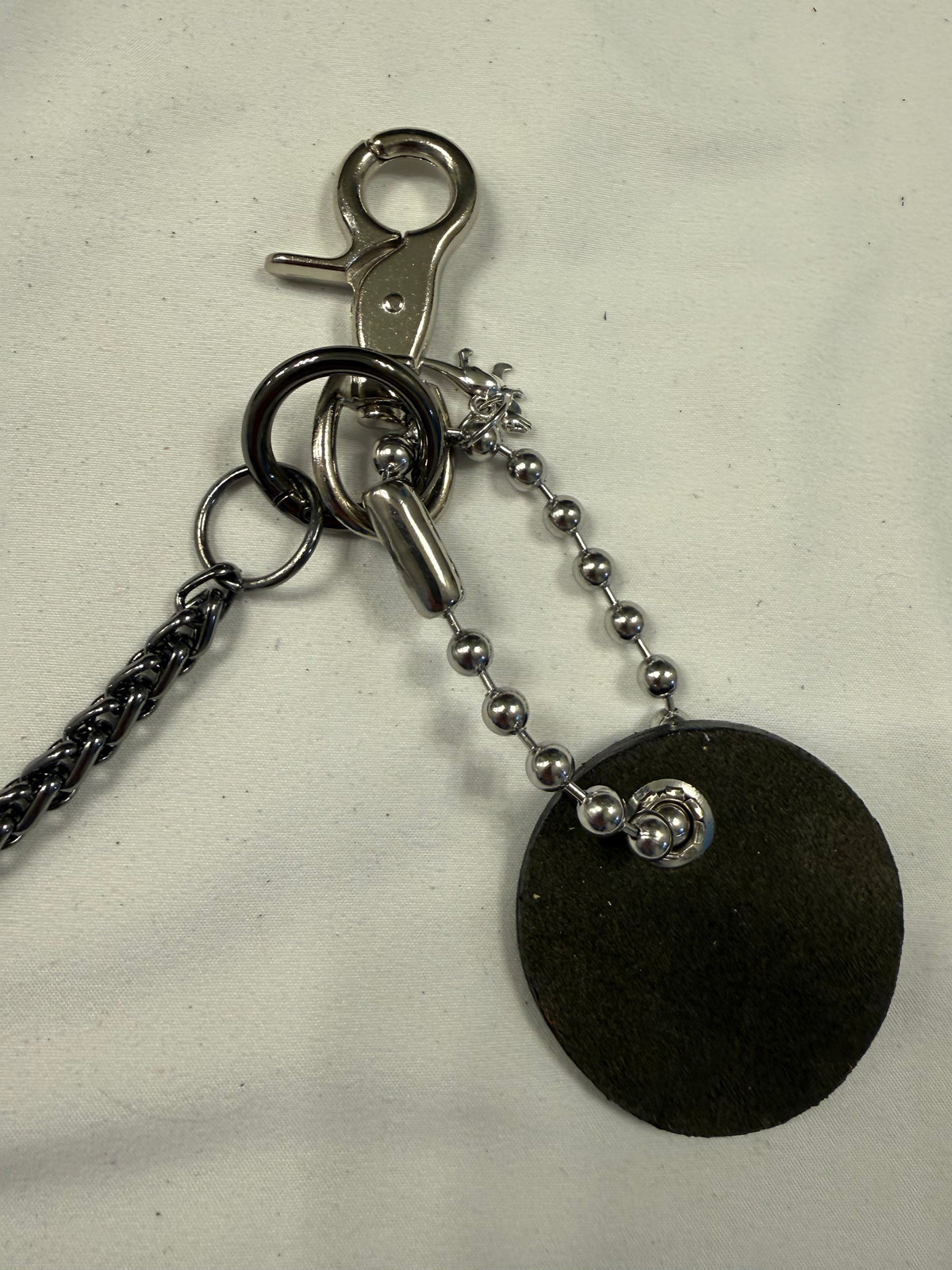 Repurposed Coach Airpod Holder Bag Chain with Mini Leather and Metal T-Rex Charm