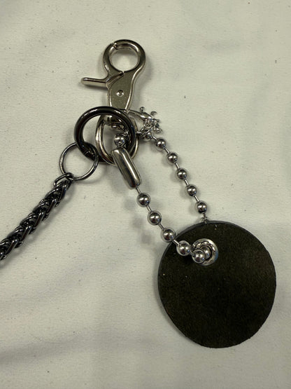 Repurposed Coach Airpod Holder Bag Chain with Mini Leather and Metal T-Rex Charm