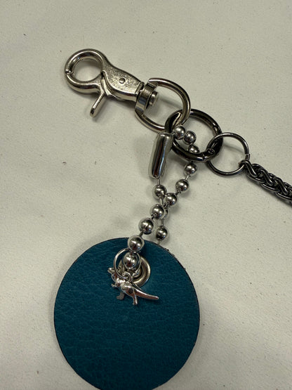 Repurposed Coach Airpod Holder Bag Chain with Mini Leather and Metal T-Rex Charm