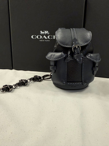 Upcrafted Coach Mini-Backpack Painted Black Bag Charm with Snake and Skull Charm Chain