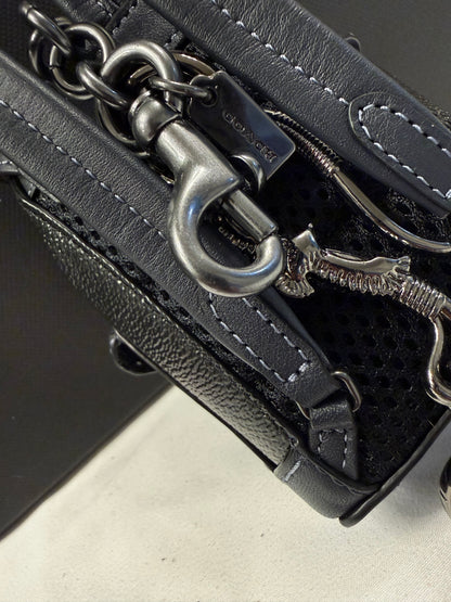 Upcrafted Coach Mini-Backpack Painted Black Bag Charm with Snake and Skull Charm Chain