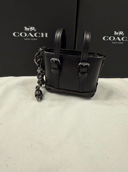 Upcrafted Coach Tote Mini-Bag Charm Painted Black with Skull Charms Gunmetal