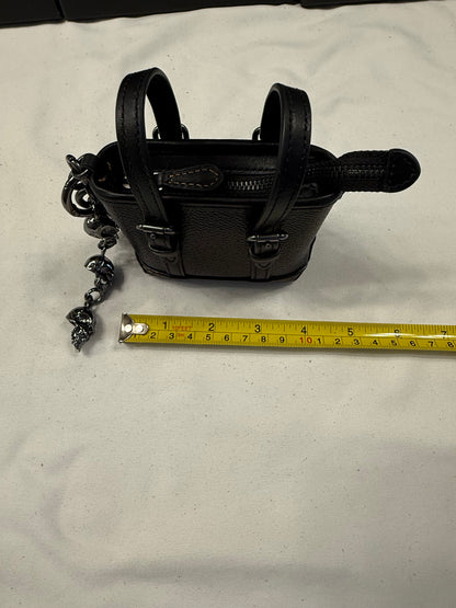 Upcrafted Coach Tote Mini-Bag Charm Painted Black with Skull Charms Gunmetal