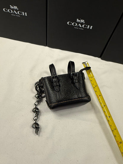 Upcrafted Coach Tote Mini-Bag Charm Painted Black with Skull Charms Gunmetal