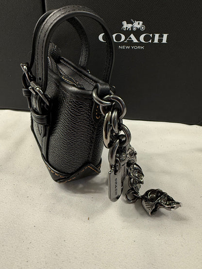 Upcrafted Coach Tote Mini-Bag Charm Painted Black with Skull Charms Gunmetal