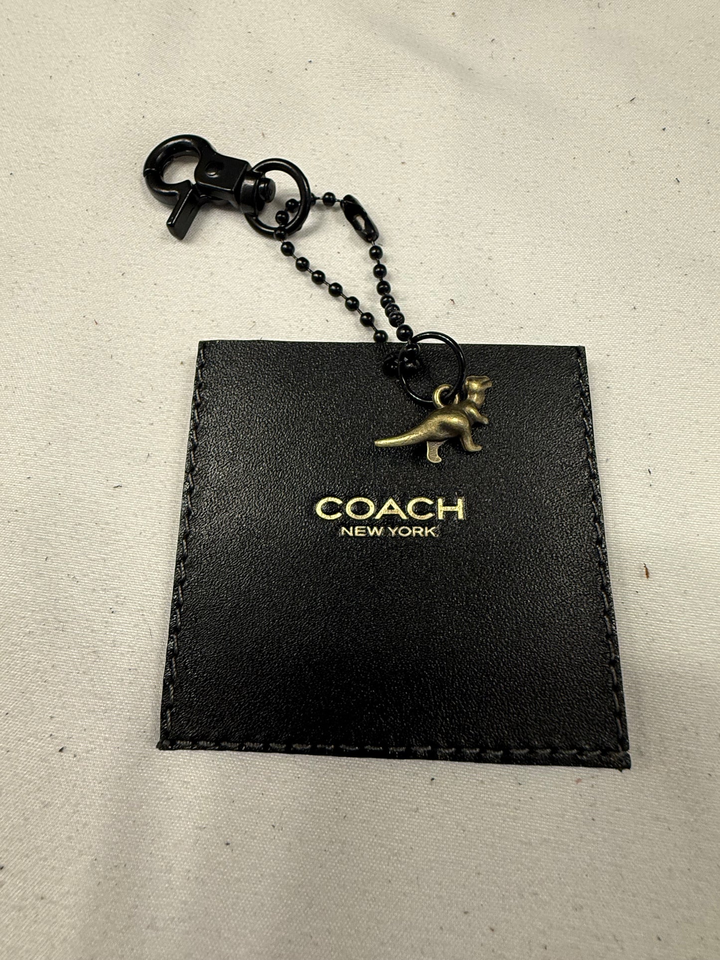 Repurposed Coach Tic Tac Toe Board Creed Bag Charm with Mini T-Rex Charm