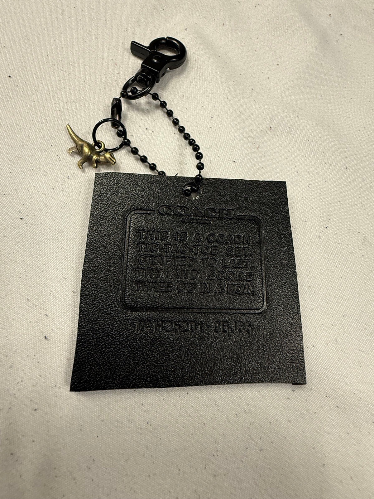 Repurposed Coach Tic Tac Toe Board Creed Bag Charm with Mini T-Rex Charm