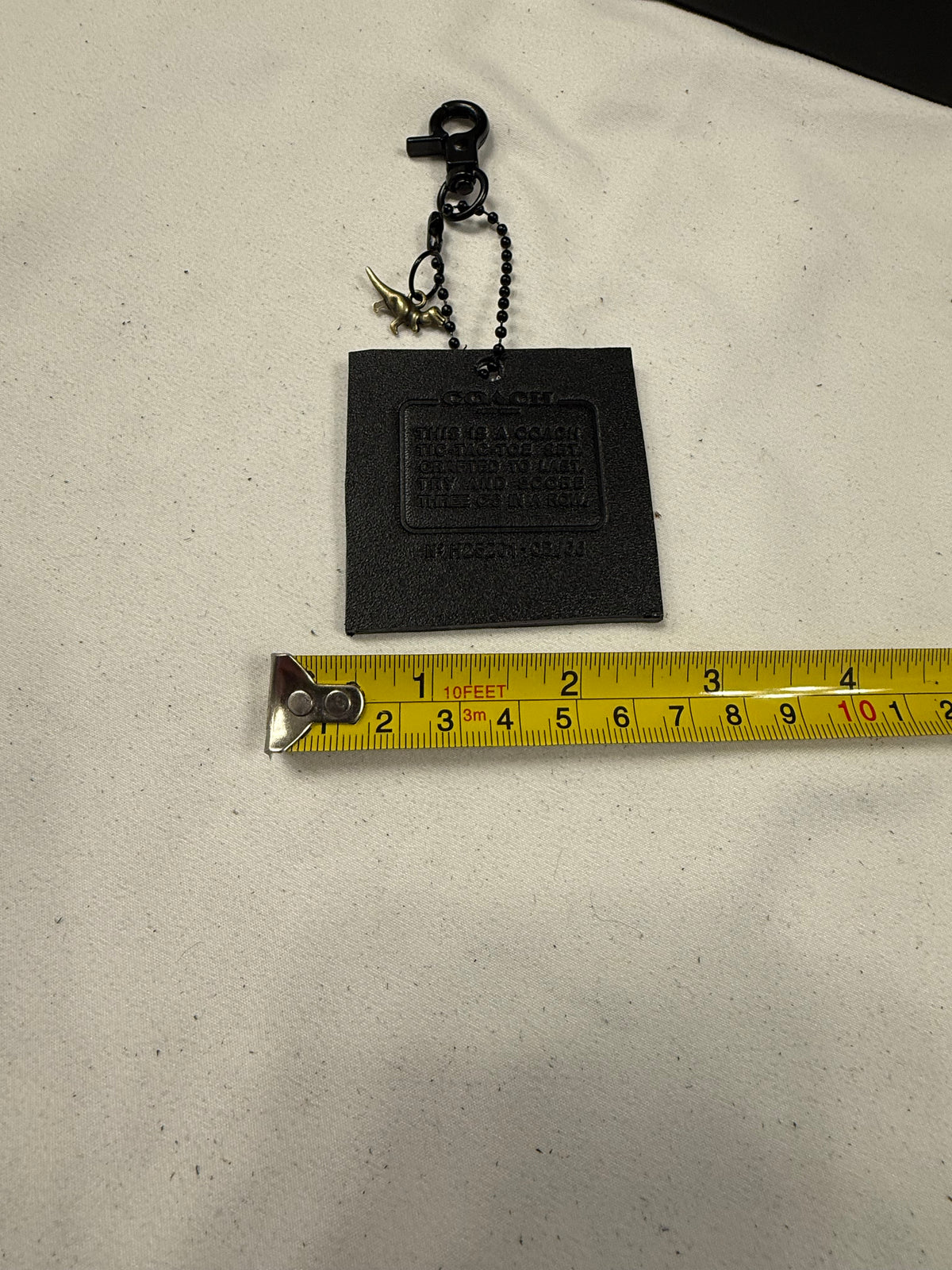 Repurposed Coach Tic Tac Toe Board Creed Bag Charm with Mini T-Rex Charm