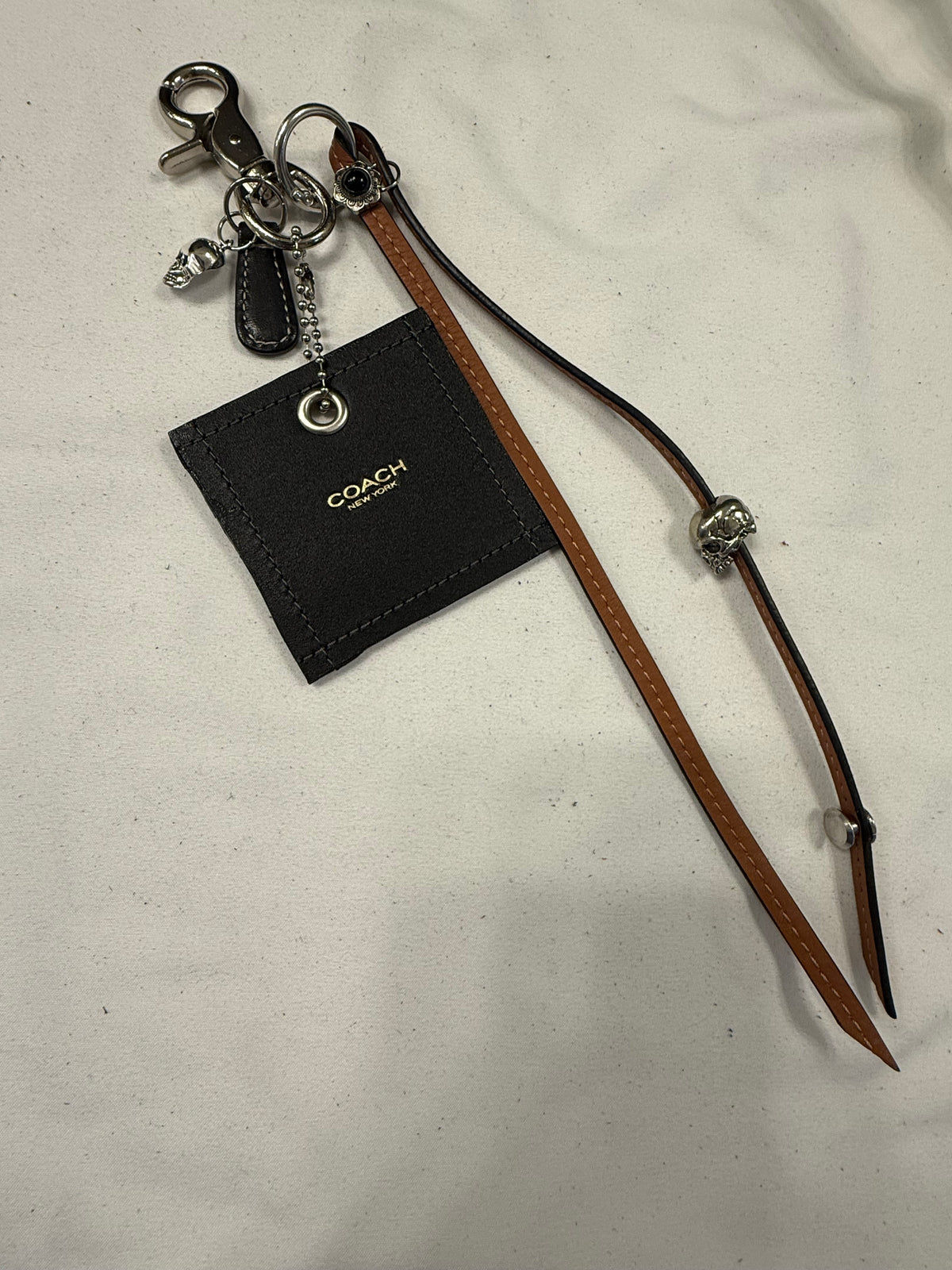 Repurposed Coach Tic Tac Toe Board Creed, Zipper Pull, and Unbranded Charms/Tassel Bag Charm Cluster