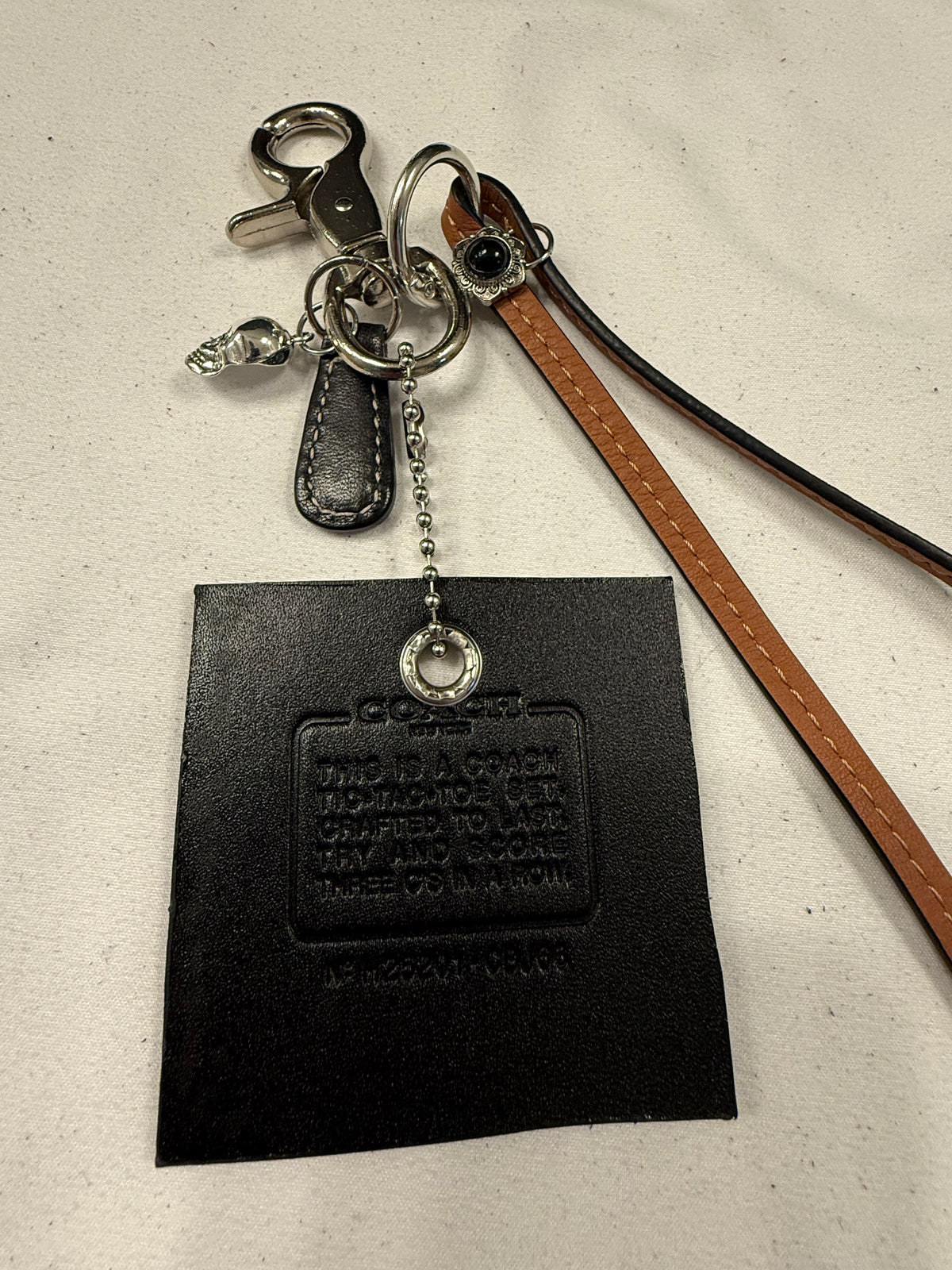 Repurposed Coach Tic Tac Toe Board Creed, Zipper Pull, and Unbranded Charms/Tassel Bag Charm Cluster