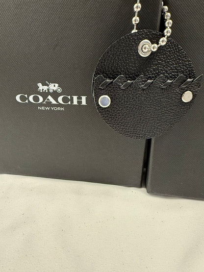 Repurposed Piece of a Coach Bag Bag Charm on Large Ball Chain Silver Tone