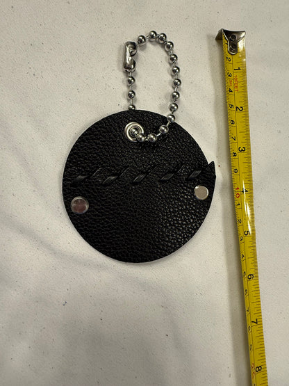 Repurposed Piece of a Coach Bag Bag Charm on Large Ball Chain Silver Tone