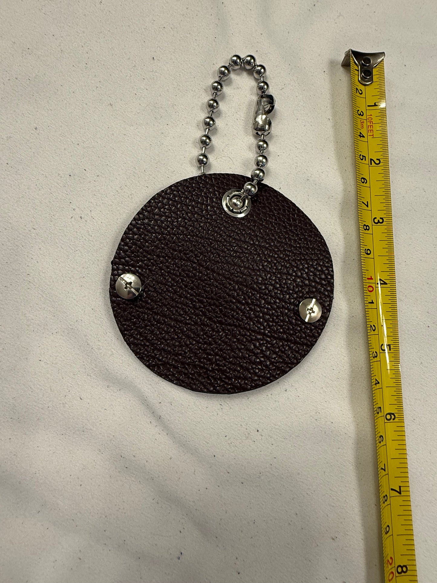 Repurposed Piece of a Coach Bag Bag Charm on Large Ball Chain Silver Tone