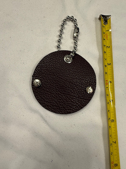 Repurposed Piece of a Coach Bag Bag Charm on Large Ball Chain Silver Tone