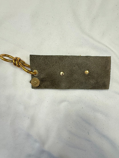Repurposed Moss Mills Clutch Metal Horse Emblem on Green Leather Bag Charm