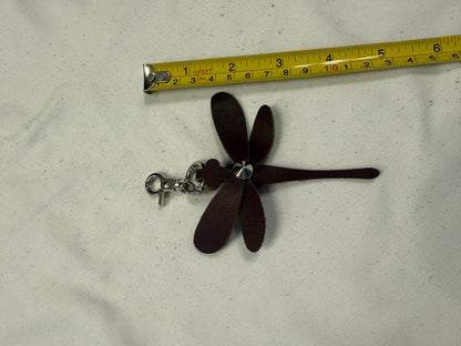 Dragonfly Bag Charm made from a Dyed Vintage Coach Bag Silver Tone Hardware
