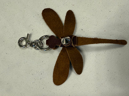 Dragonfly Bag Charm made from a Dyed Vintage Coach Bag Silver Tone Hardware