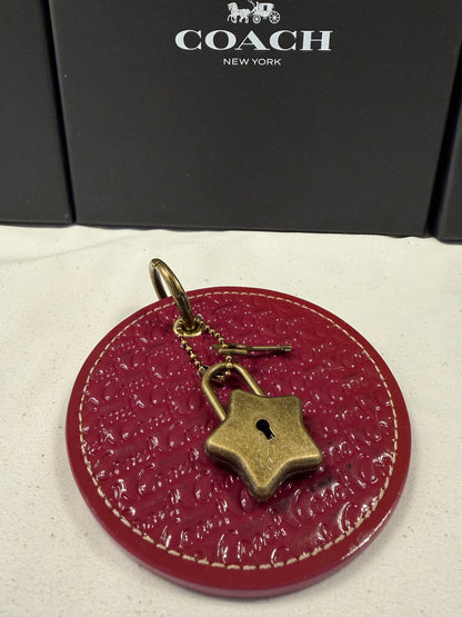 Repurposed Coach 1990s Coaster with Star Lock and Key (works) Bag Charm