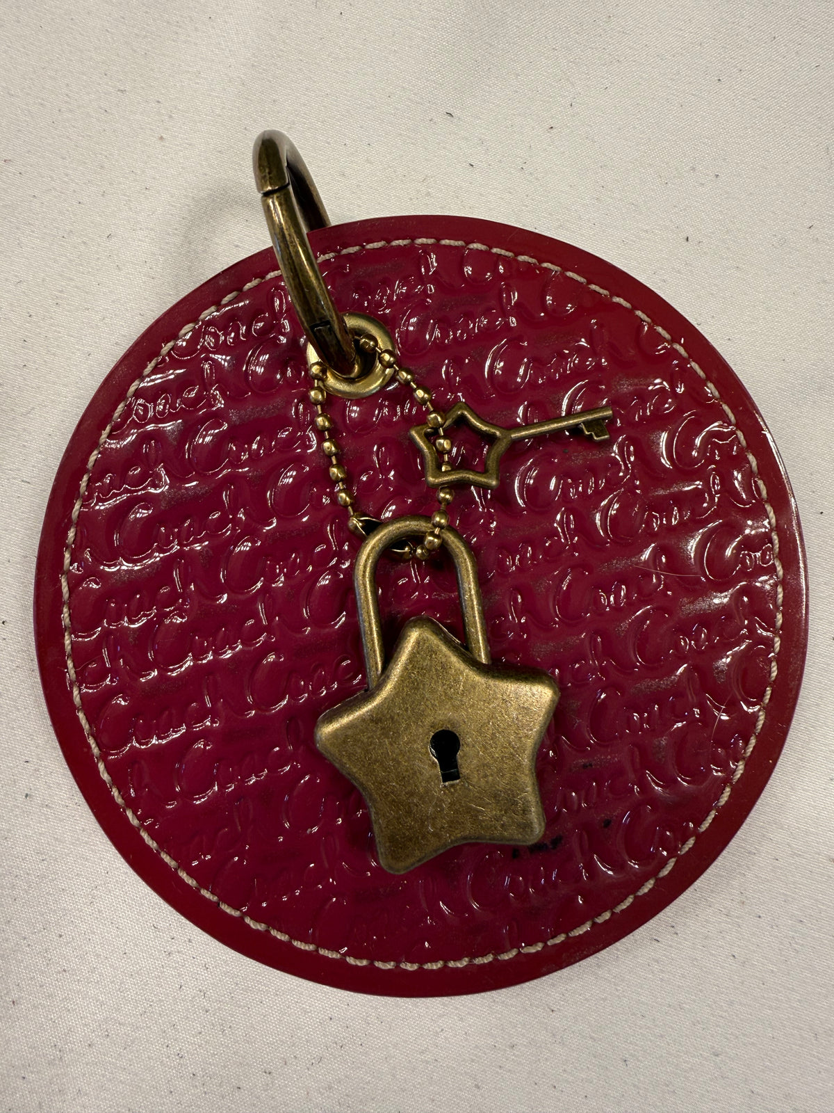 Repurposed Coach 1990s Coaster with Star Lock and Key (works) Bag Charm