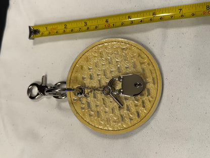 Repurposed Coach 1990s Coaster with Lock and Key Charm (works) Bag Charm