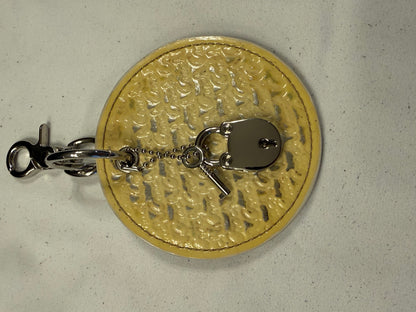 Repurposed Coach 1990s Coaster with Lock and Key Charm (works) Bag Charm