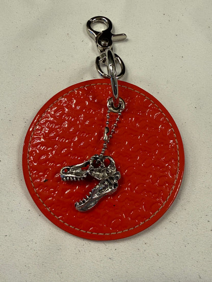 Repurposed Coach 1990s Coaster with Metal T-Rex Charm Bag Charm