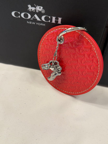 Repurposed Coach 1990s Coaster with Metal T-Rex Charm Bag Charm