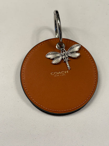 Repurposed Coach Coaster with Moss Mills Handbag Leather Painted Dragonfly with Dragonfly Charm