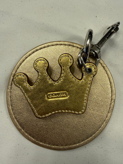 Repurposed Coach 1990s Gold Coaster with Coach Crown Jeweled Charm Bag Charm