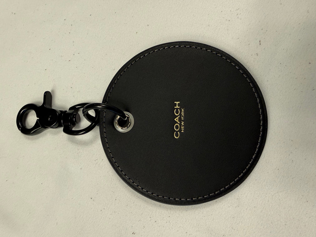Repurposed Coach Coaster with Skull Butterfly Embroidered Patch Bag Charm Black Hardware