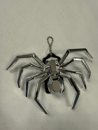 Repurposed Painted Black Coach Hangtag with Metallic Spider Emblem