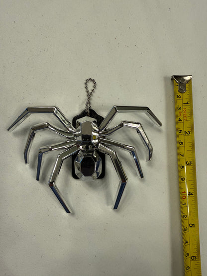 Repurposed Painted Black Coach Hangtag with Metallic Spider Emblem