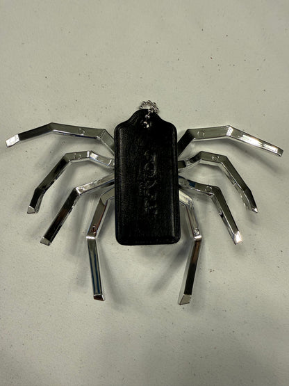 Repurposed Painted Black Coach Hangtag with Metallic Spider Emblem