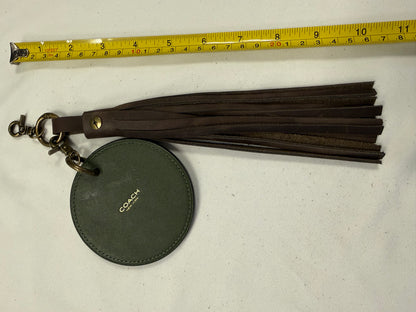 Repurposed Coach Olive Coaster with Moss Mills Leather Painted Butterfly and Distressed Brown Tassel Bag Charm