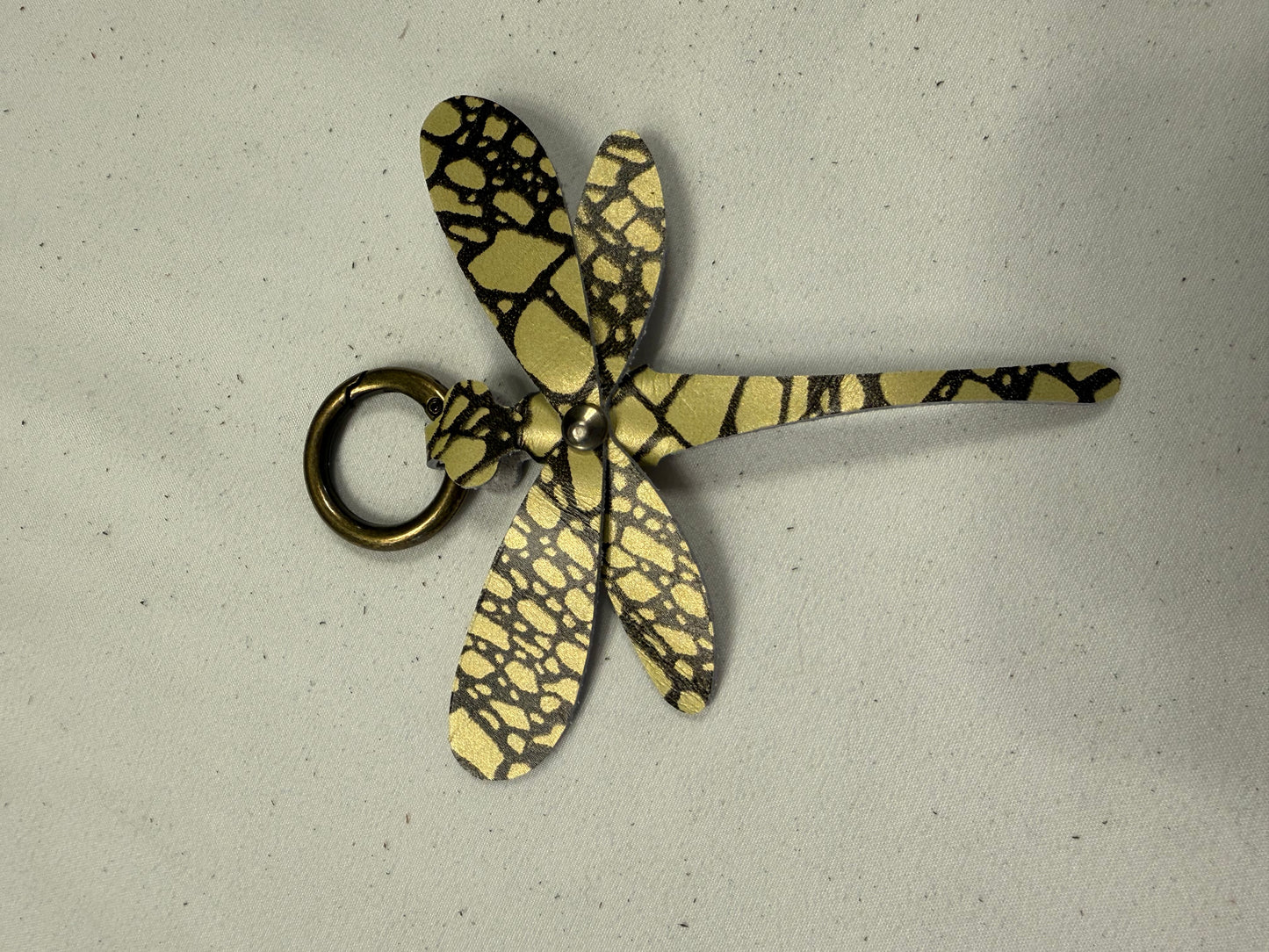 Printed Leather Dragonfly Animal Print Bag Charm