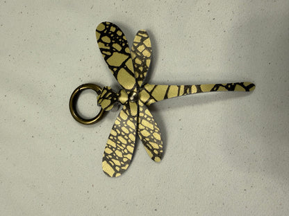 Printed Leather Dragonfly Animal Print Bag Charm