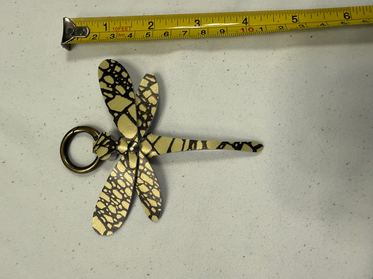 Printed Leather Dragonfly Animal Print Bag Charm