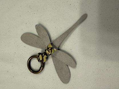 Printed Leather Dragonfly Animal Print Bag Charm