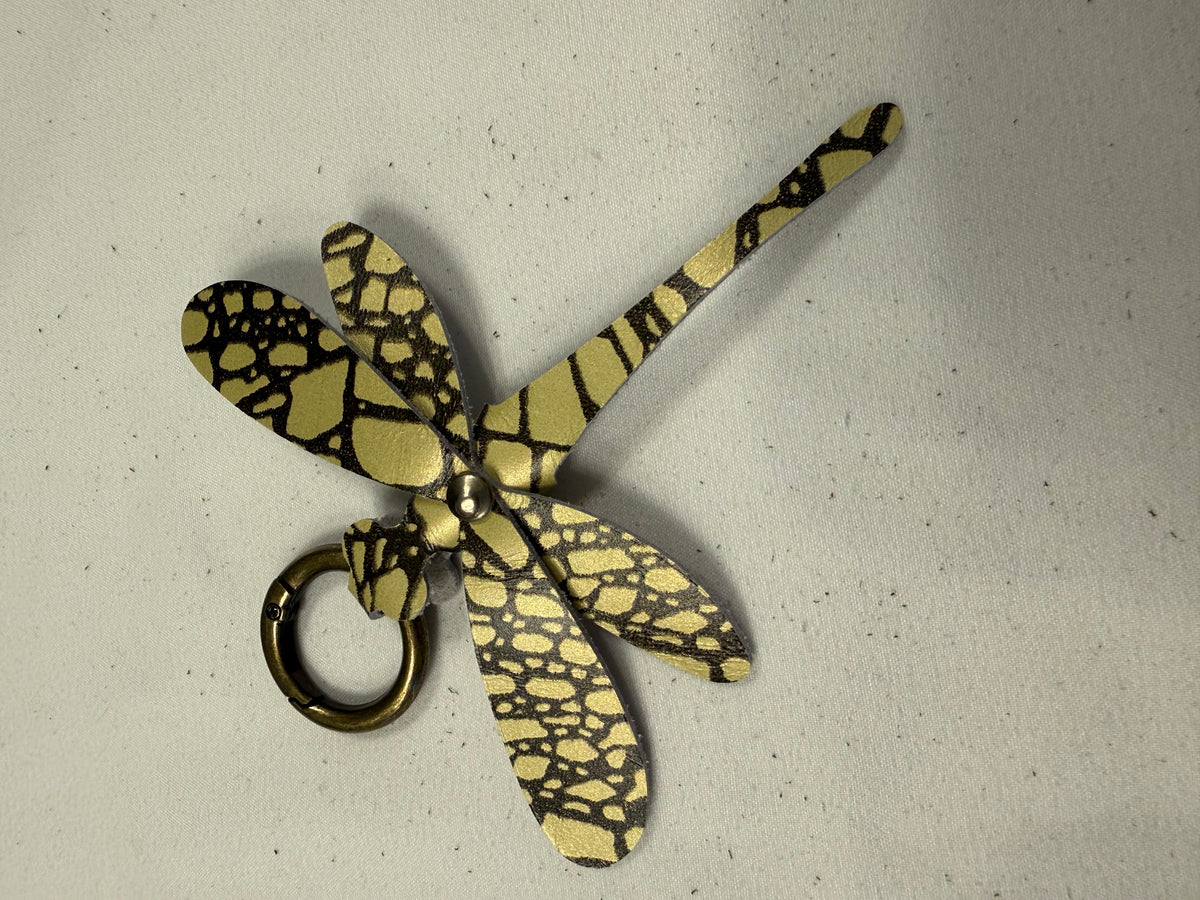 Printed Leather Dragonfly Animal Print Bag Charm