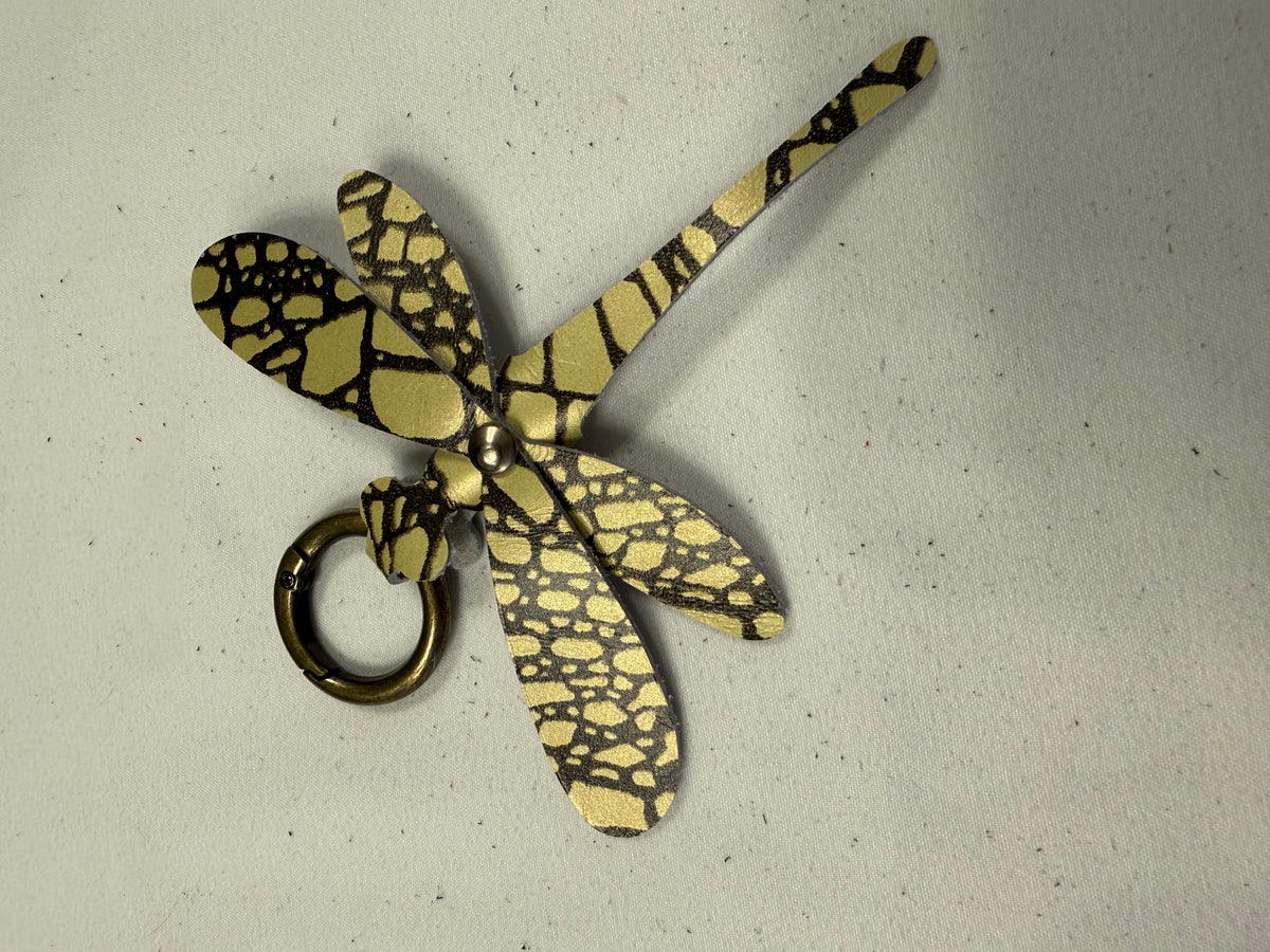 Printed Leather Dragonfly Animal Print Bag Charm