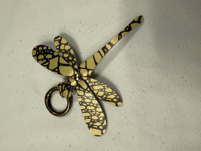 Printed Leather Dragonfly Animal Print Bag Charm