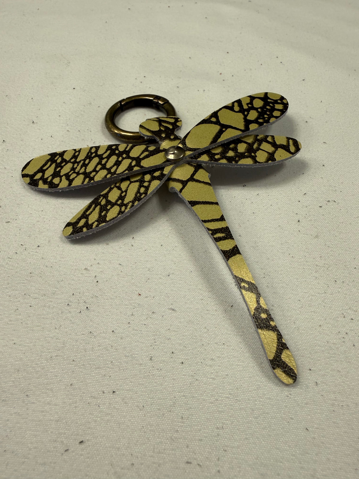 Printed Leather Dragonfly Animal Print Bag Charm