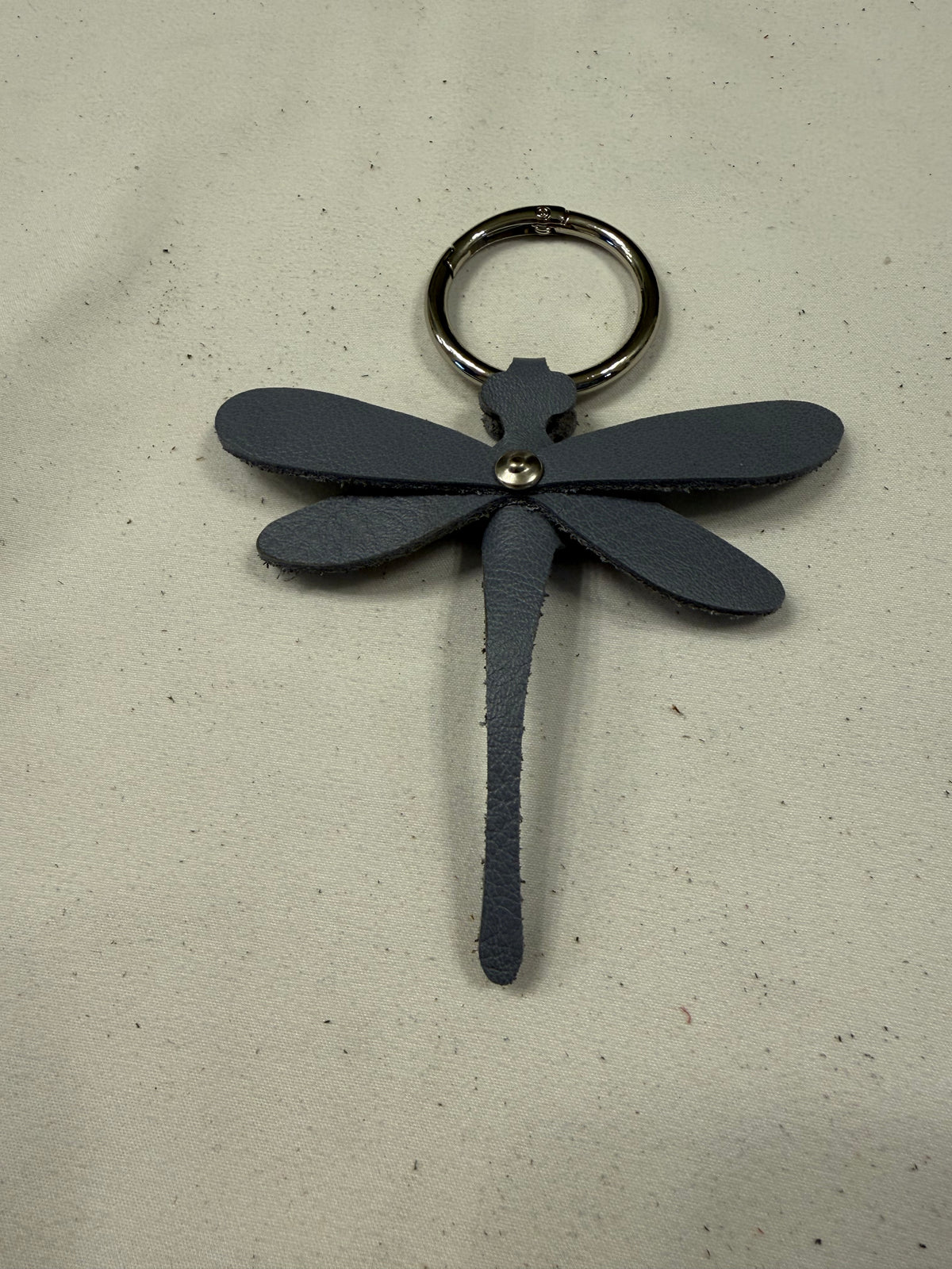 Handmade Leather Dragonfly Blue Silver Tone Hardware