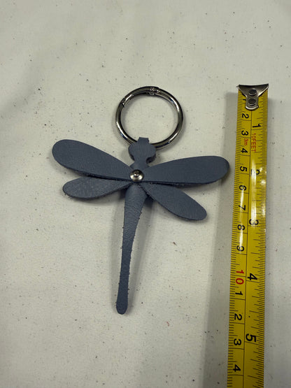 Handmade Leather Dragonfly Blue Silver Tone Hardware