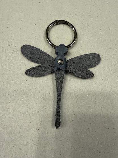Handmade Leather Dragonfly Blue Silver Tone Hardware