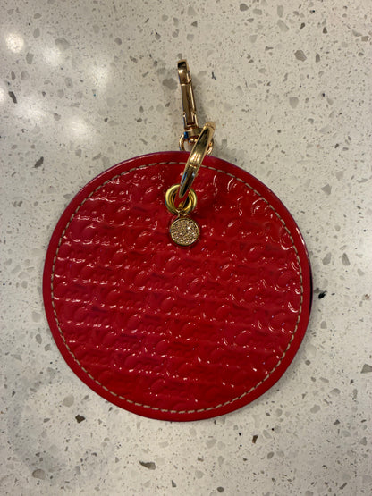 Repurposed 1990s Coach Coaster with Coach Rhinestone Mini-Charm Bag Charm