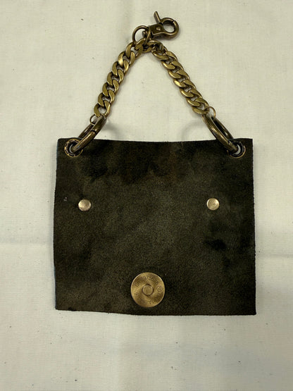 Repurposed Piece of a Moss Mills Floyd Clutch with Chevron on Teal Pebbled Leather Bag Charm