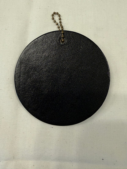 Dia De Los Muertos Textile on a Painted Leather Disc with Charm