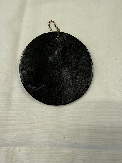 Dia De Los Muertos Textile on a Painted Leather Disc with Charm