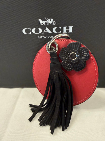 Repurposed Coach Coaster, Coach Tassel, and Coach Tea Rose Bag Charm